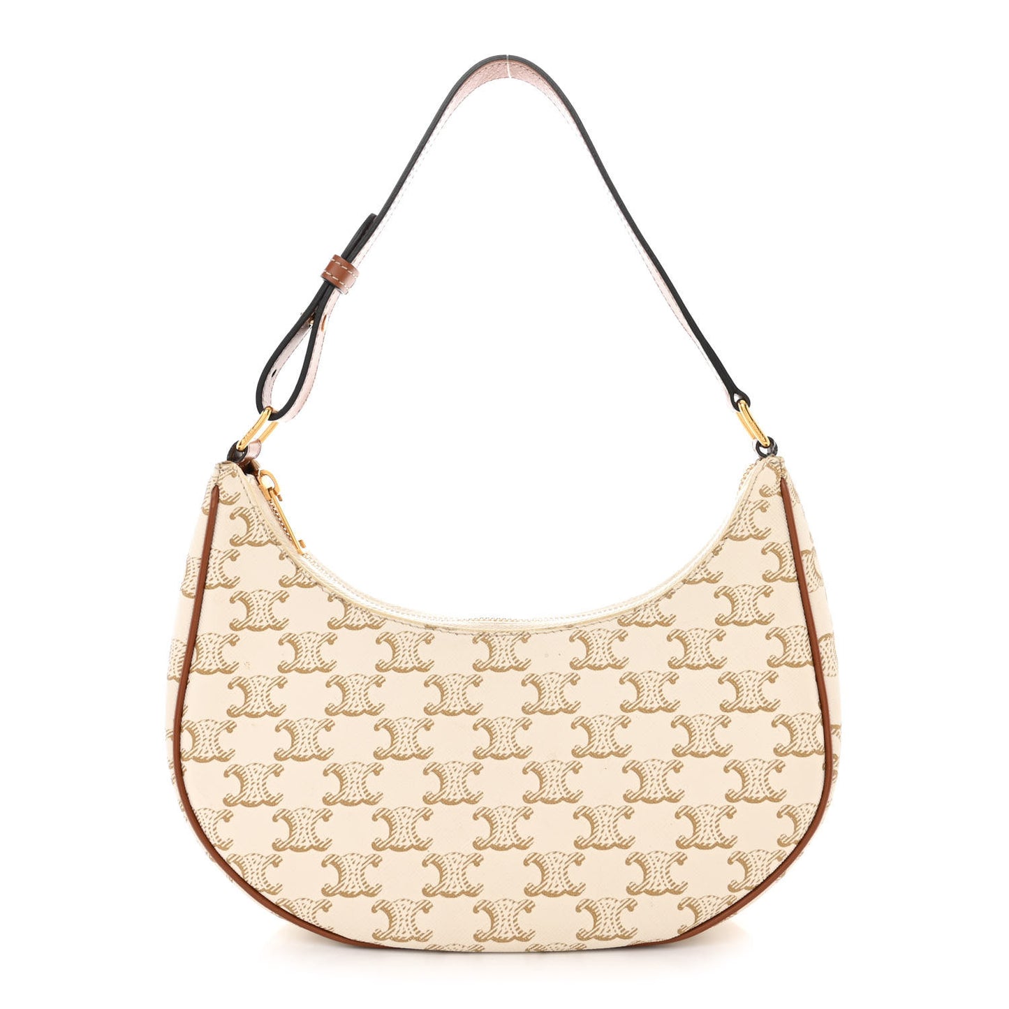 Canvas Calfskin Ava Triomphe Shoulder Bag White