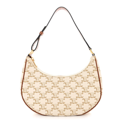 Celine Canvas Calfskin Ava Triomphe Shoulder Bag White 1 of 14