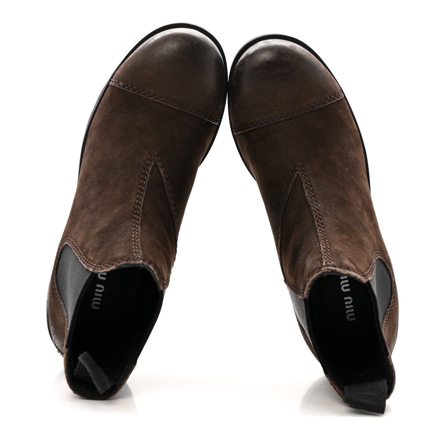 Miu Miu Suede Chelsea Boots 37.5 Dark Brown 2 of 14