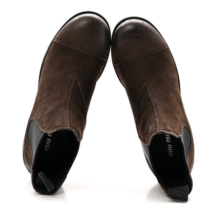 Miu Miu Suede Chelsea Boots 37.5 Dark Brown 2 of 14