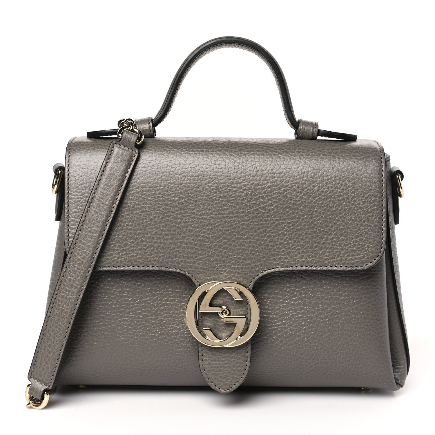 Gucci Dollar Calfskin Interlocking G Top Handle Shoulder Bag Loess 1 of 9