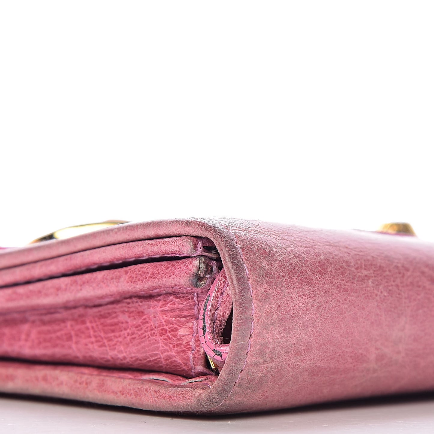Agneau Giant 12 Gold Hardware Money Wallet Pink