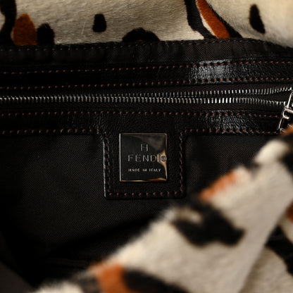 Fendi Calf Hair Leopard Print Baguette Brown 6 of 10