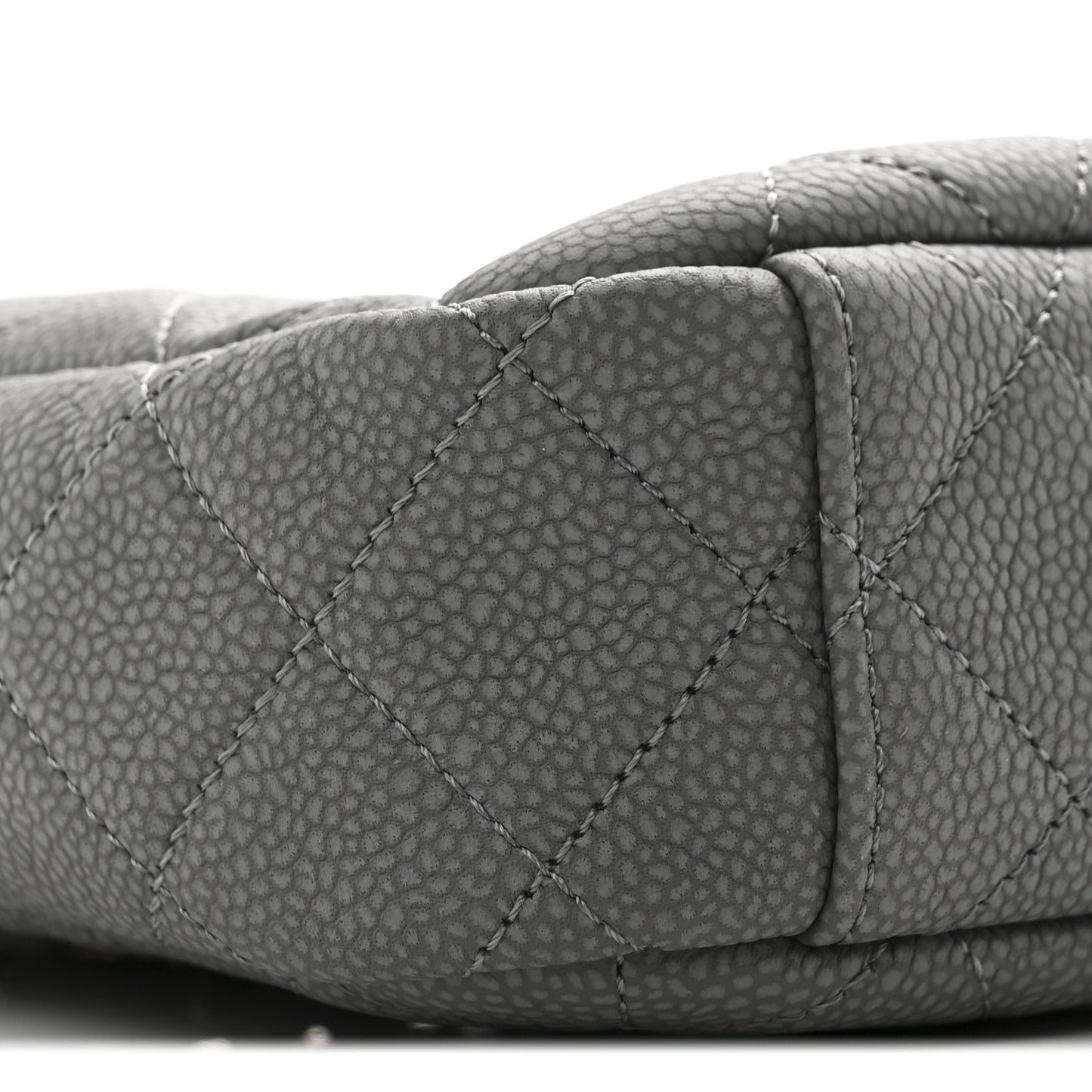 Iridescent Caviar Flat Quilted Small Coco Tassel Camera Case Grey