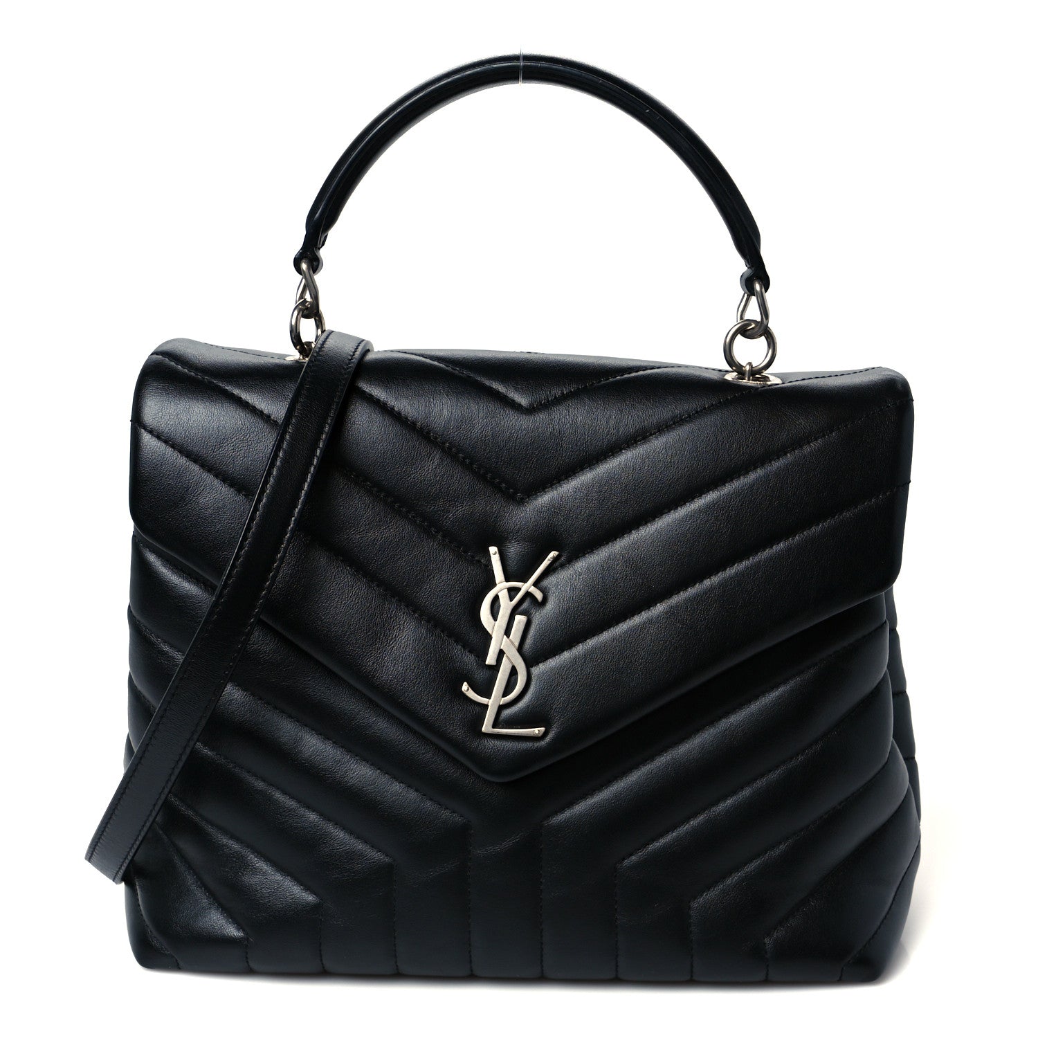 Saint Laurent Calfskin Y Quilted Monogram Medium Loulou Satchel Black 1 of 11