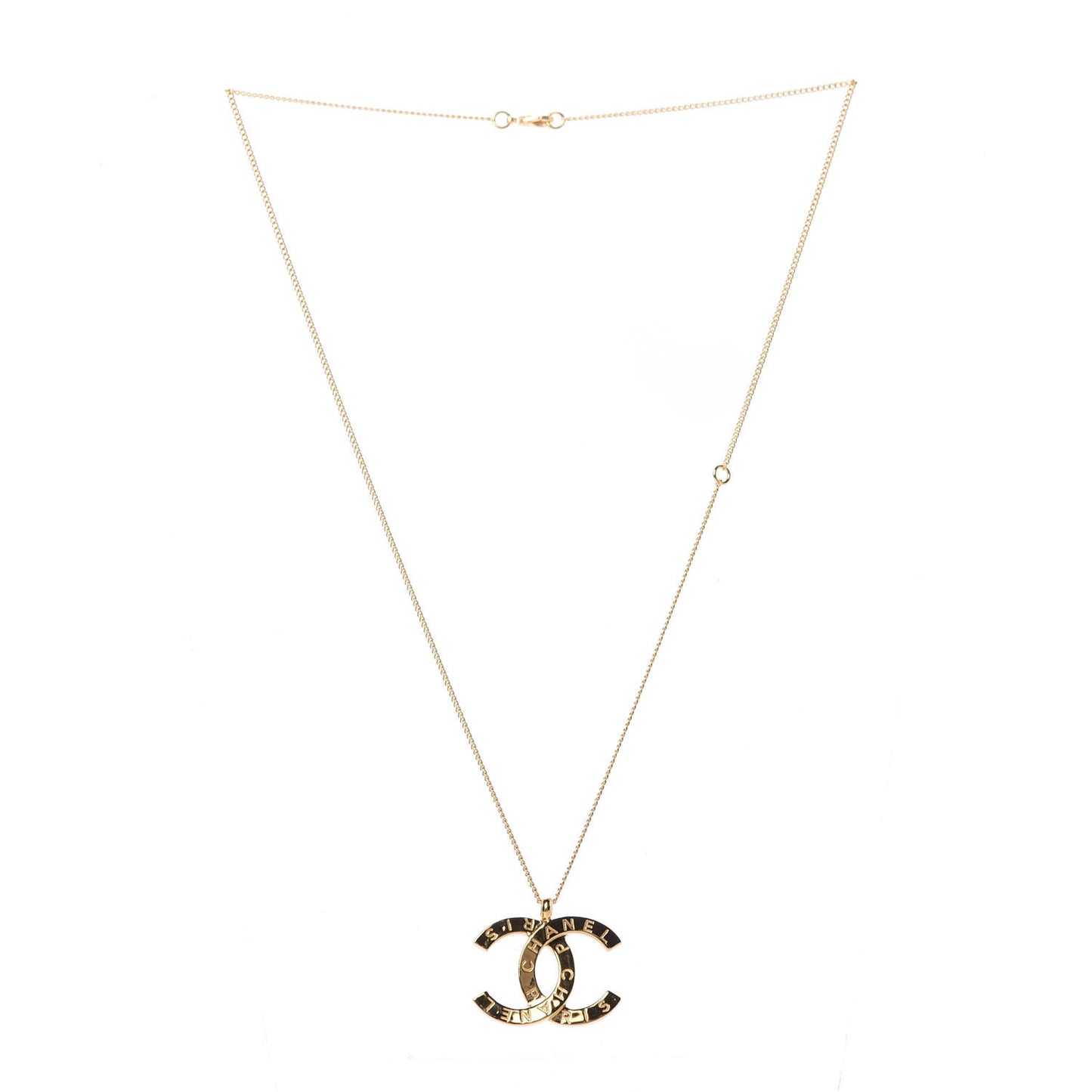 Metal CC Paris Button Necklace Gold