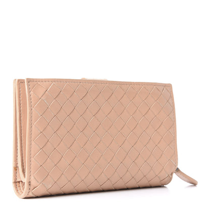 Bottega Veneta Nappa Intrecciato Continental Snap Wallet Dusty Rose 3 of 15