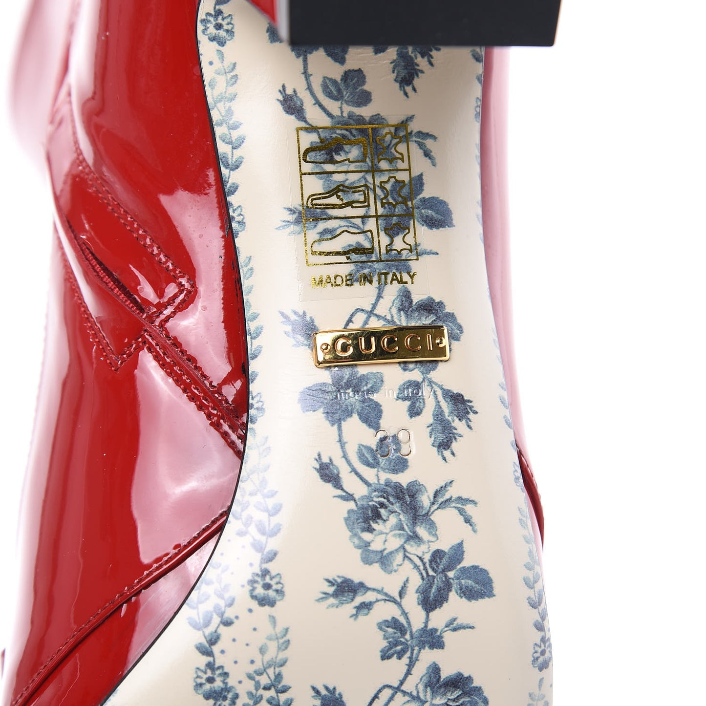 Vernice GG Victoire 55mm Ankle Boots 39 Hibiscus Red