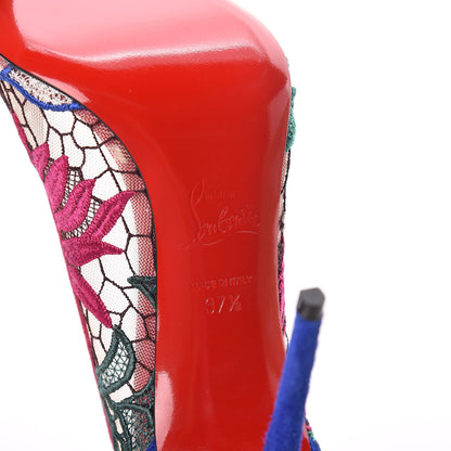 Christian Louboutin Lace Veau Velours Florale Follies 100 Pumps 37.5 Multicolor 6 of 8