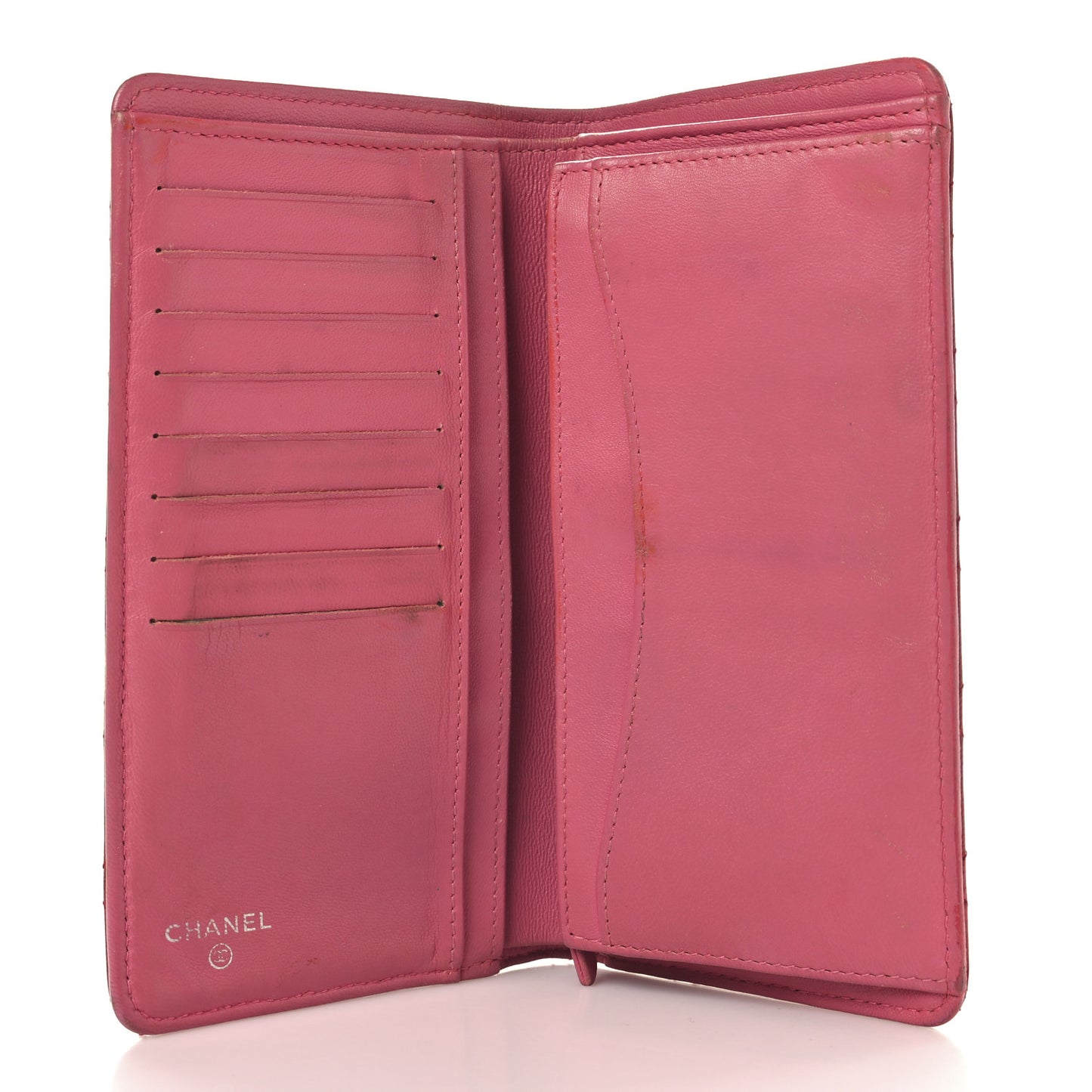 Lambskin Quilted Yen Wallet Red Pink