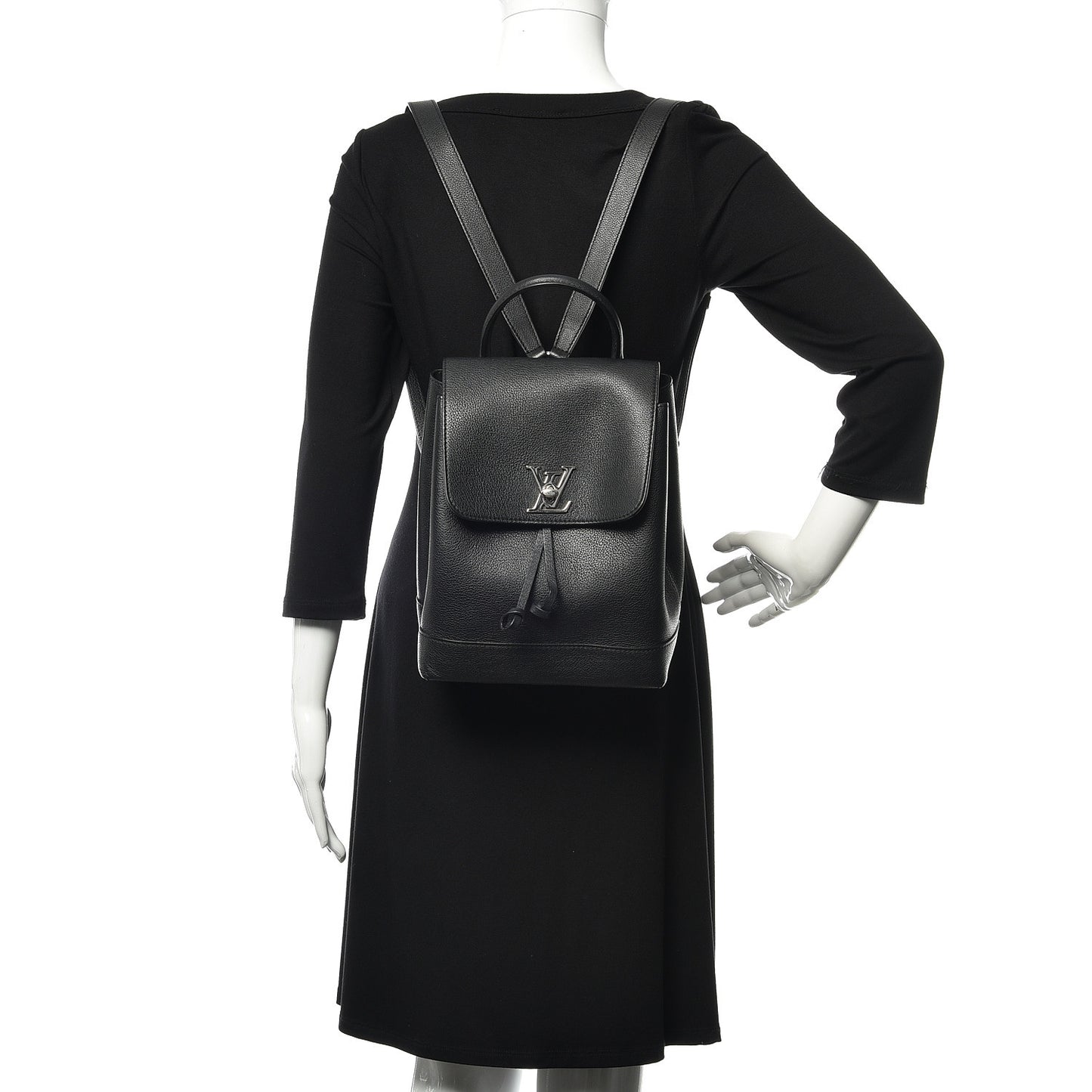 Calfskin Lockme Backpack Black