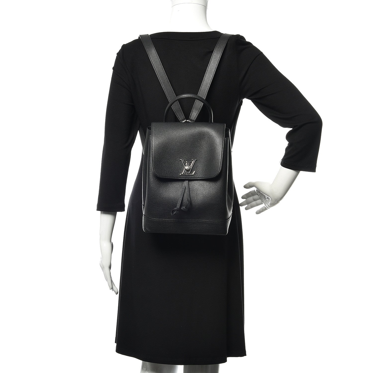 Louis Vuitton Calfskin Lockme Backpack Black 2 of 10