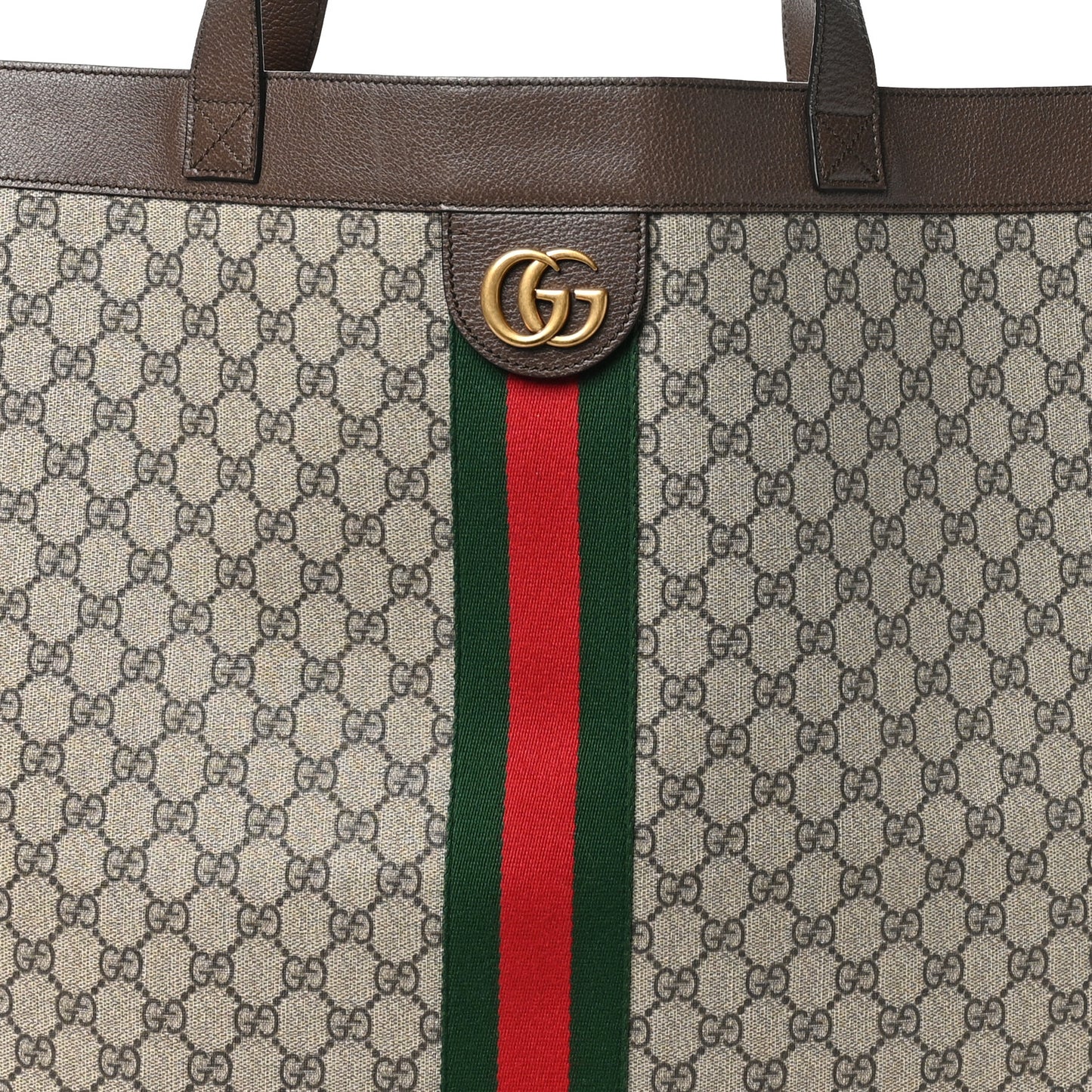 GG Supreme Monogram Web Maxi Ophidia Vertical Shopping Tote Brown