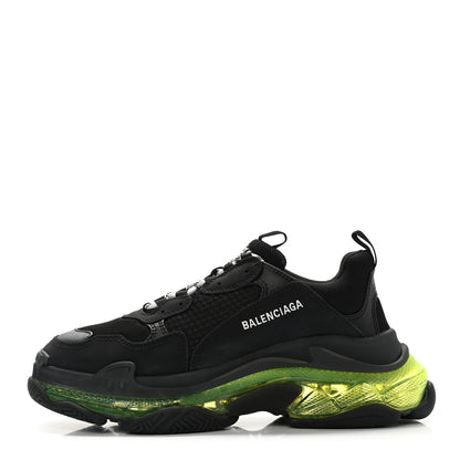 Balenciaga Fabric Mesh Clear Sole Mens Triple S Sneakers 42 Black Yellow Fluo 1 of 9