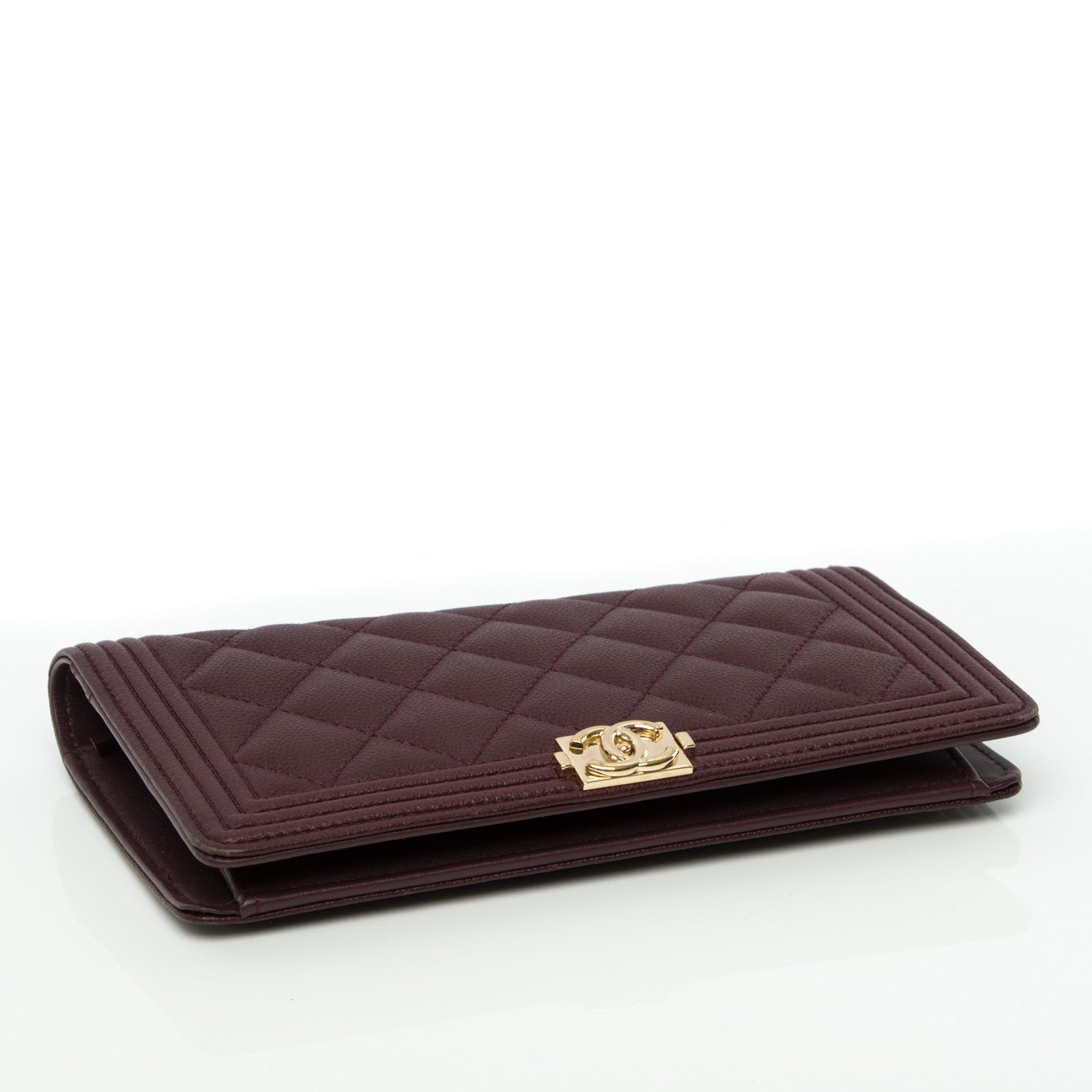 Chanel Caviar Quilted Boy Yen Wallet Dark Purple 4 of 8