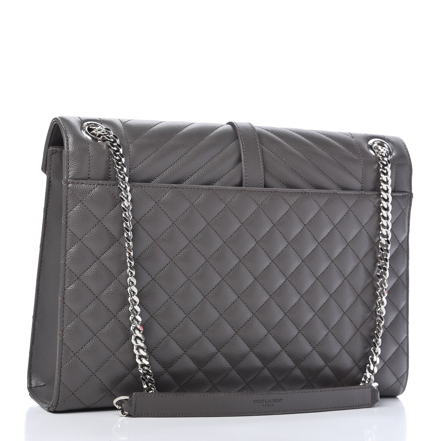 Saint Laurent Grain De Poudre Large Tri-Quilt Monogram Satchel Fog 3 of 10