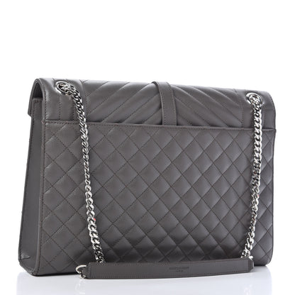 Saint Laurent Grain De Poudre Large Tri-Quilt Monogram Satchel Fog 3 of 10