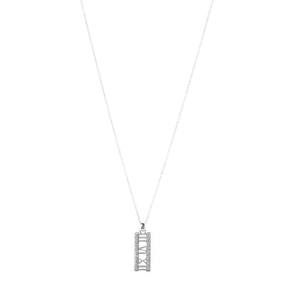 Tiffany 18K White Gold Diamond Atlas Bar Pendant Necklace 1 of 7