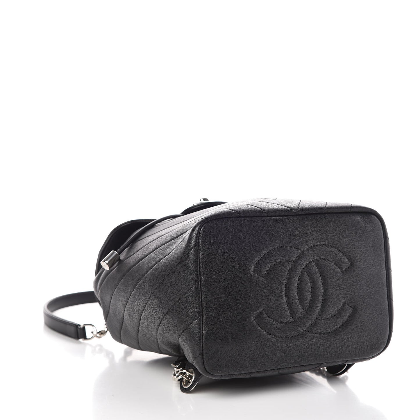 Calfskin Mini Coco Chevron Backpack Black