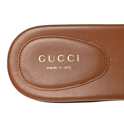 Gucci Canvas Rice Cosmos Softy Calfskin Interlocking G Cut Out Slide Sandals 38 Brown Natural Sundial 8 of 9