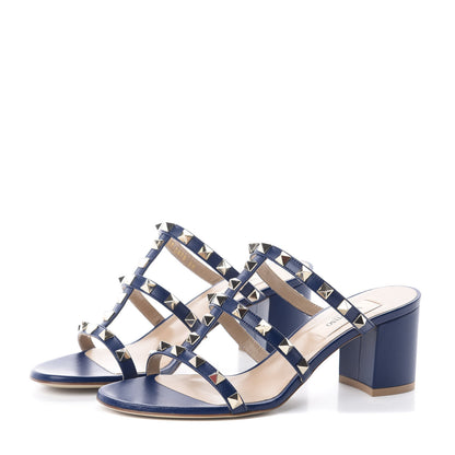 Valentino Garavani Calfskin Rockstud 60mm Caged Slide Sandals 36 Light Ocean 3 of 12