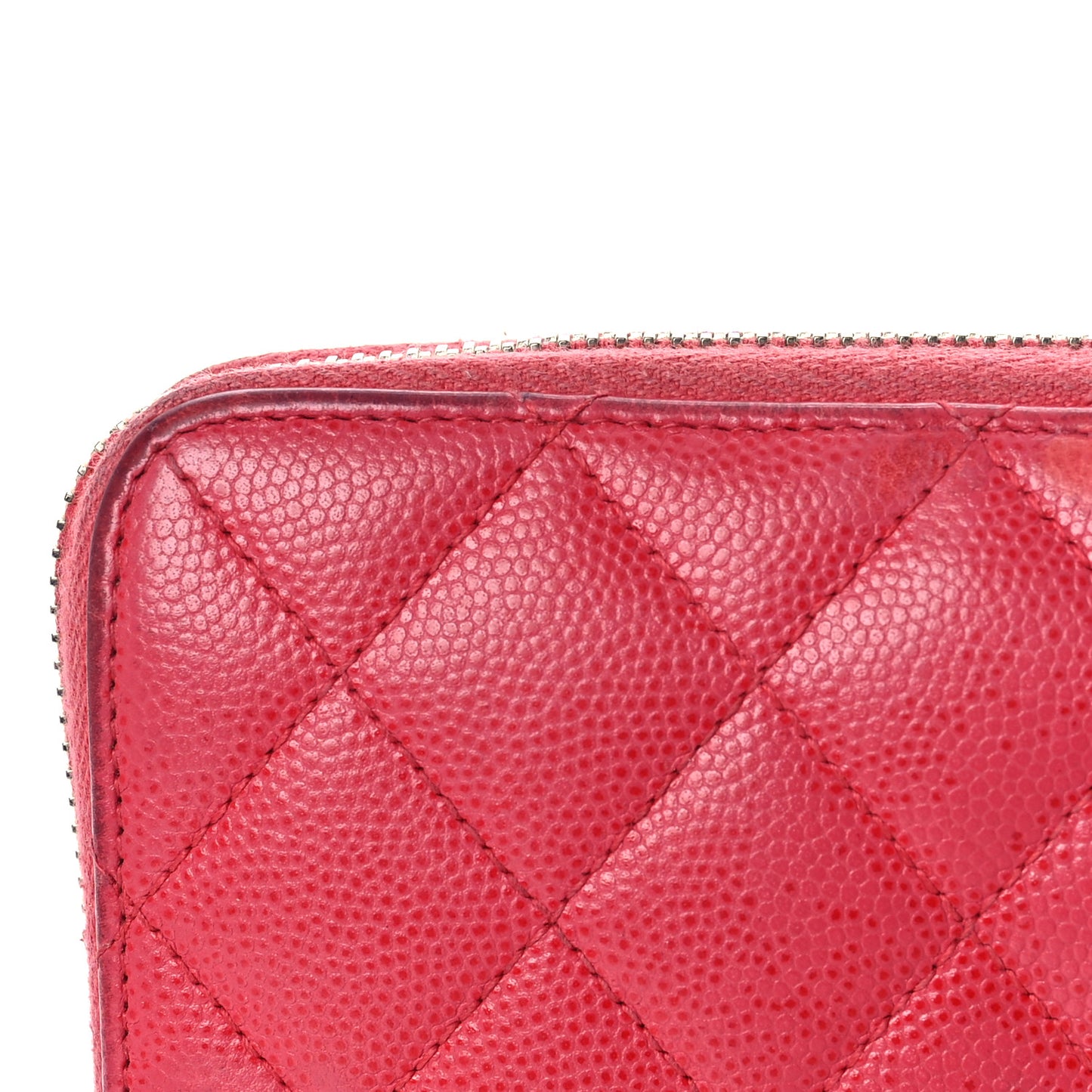 Caviar Quilted Large Gusset Zip Around Wallet Fuchsia