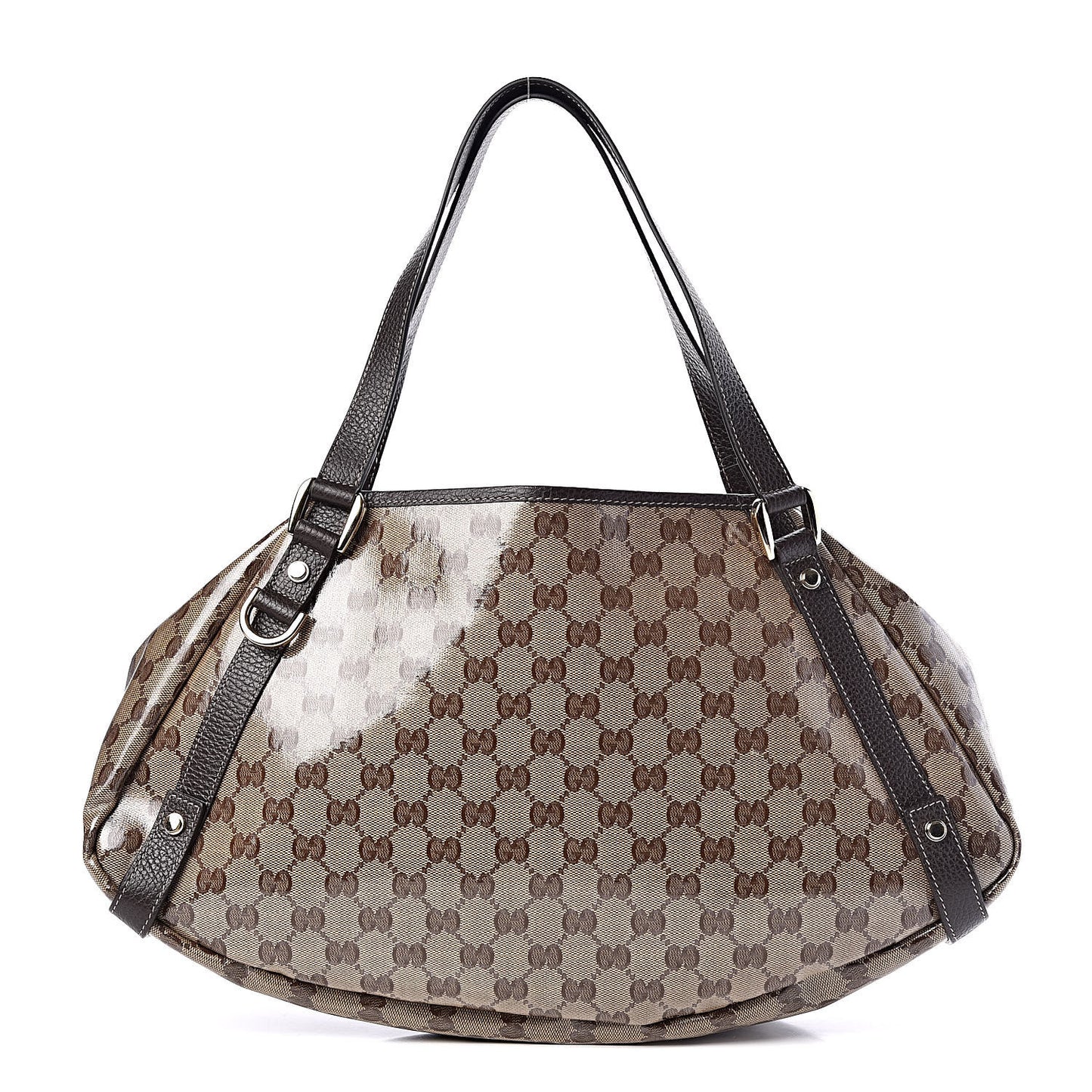 Crystal Monogram Medium Abbey Shoulder Bag Dark Brown