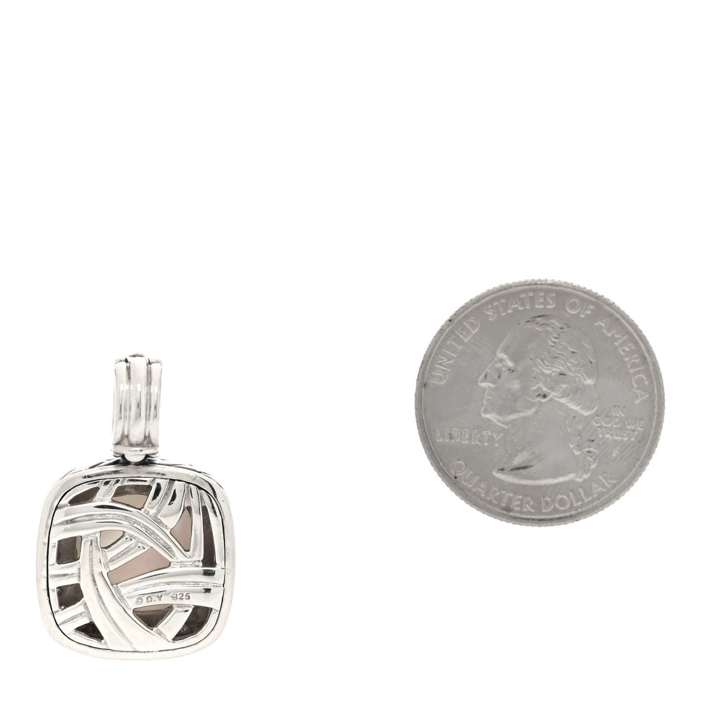 Sterling Silver Diamond Mother of Pearl 14mm Albion Enhancer Pendant