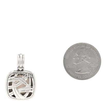 David Yurman Sterling Silver Diamond Mother of Pearl 14mm Albion Enhancer Pendant 2 of 3