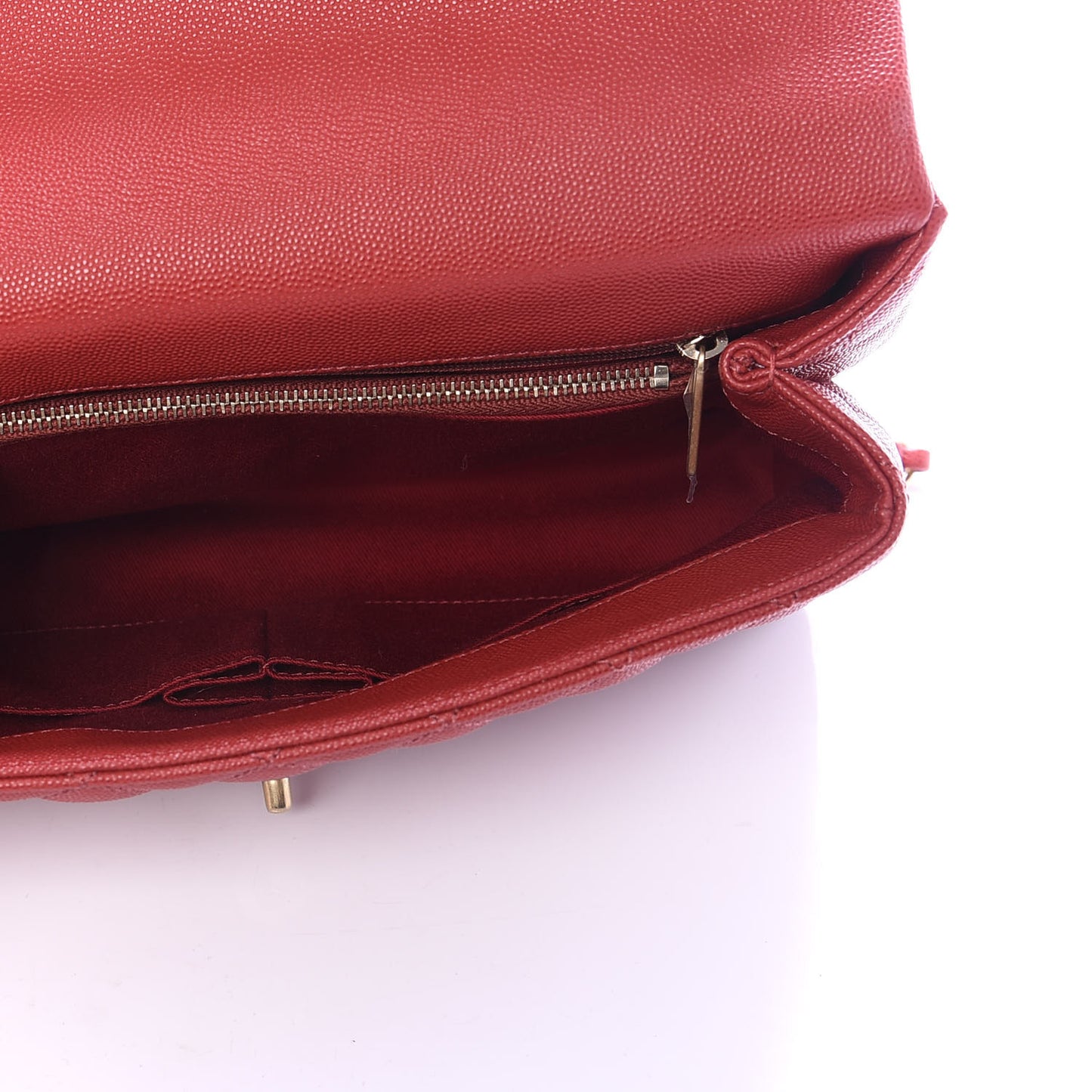 Caviar Lizard Embossed Quilted Small Coco Handle Flap Red