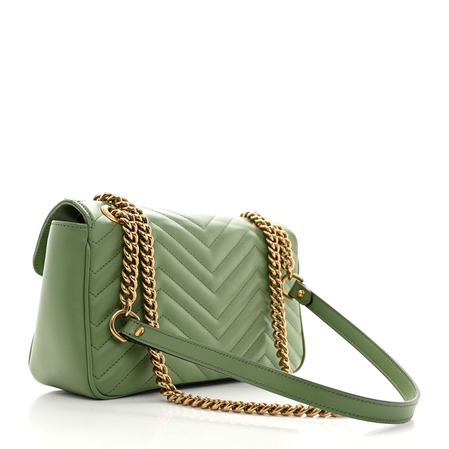 Gucci Calfskin Matelasse Small GG Marmont Shoulder Bag Salamander Green 2 of 9
