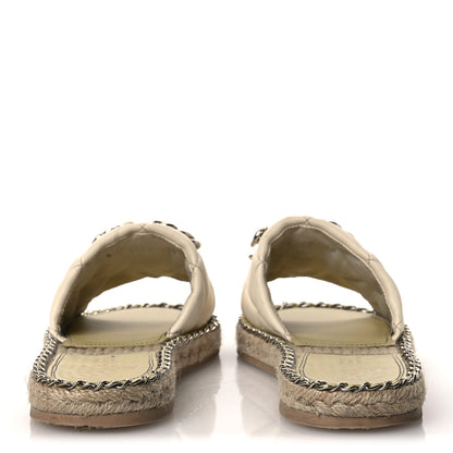 Chanel Lambskin Quilted CC Chain Espadrille Mules 38 White 6 of 14