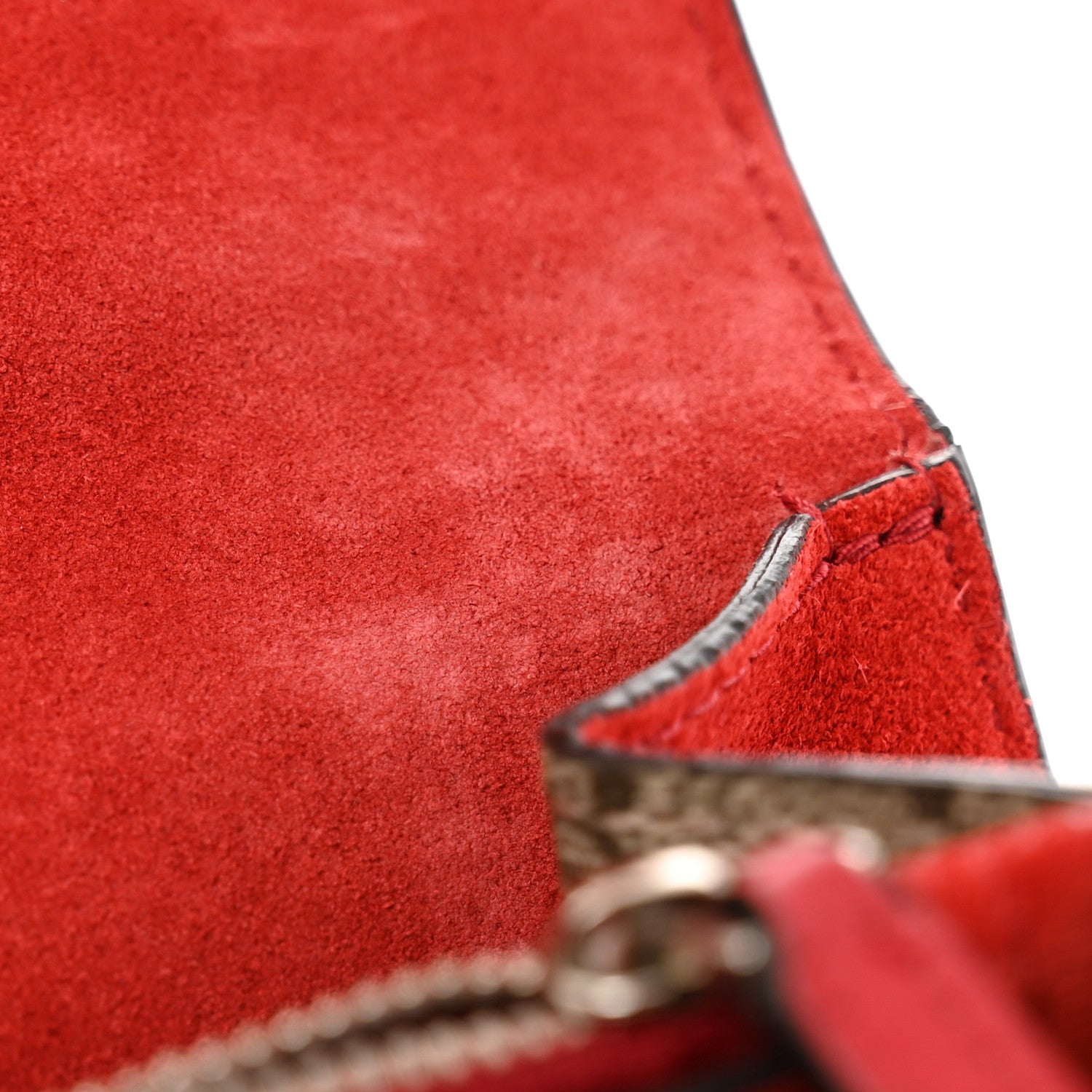 Gucci GG Supreme Monogram Suede Cudu Medium Dionysus Shoulder Bag Beige Ebony Vulcanic Red 15 of 16