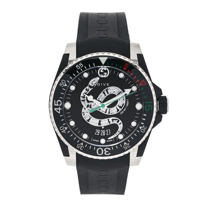 Gucci Stainless Steel Rubber 45mm Dive Snake Quartz Watch Black 1 of 5