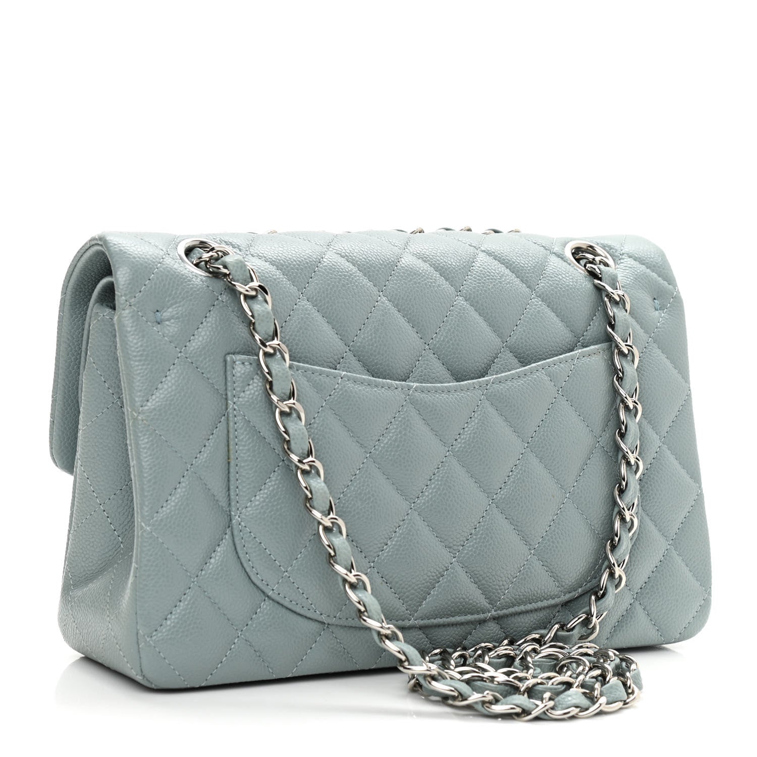 Chanel Caviar Quilted Small Double Flap Light Blue 3 of 11