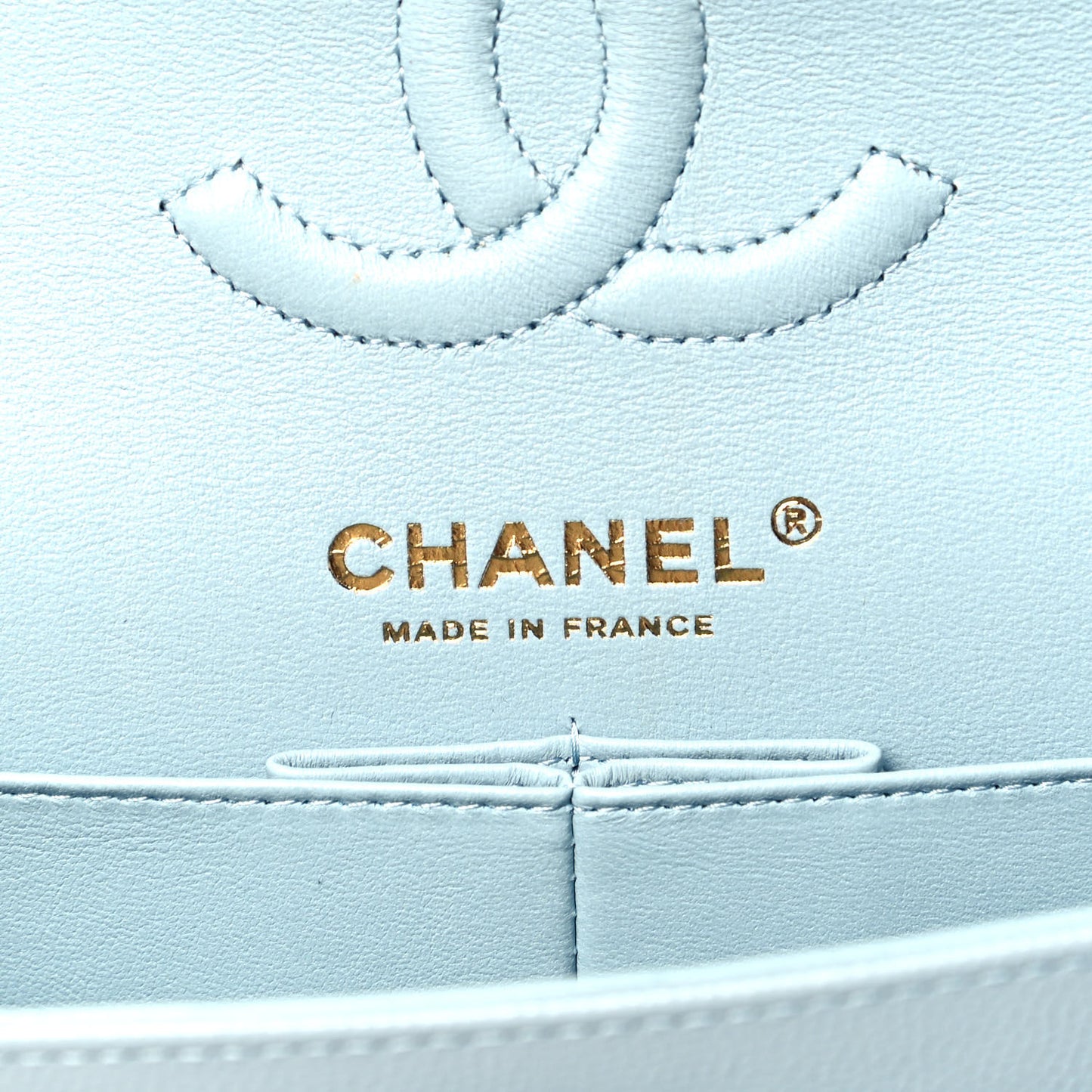 Caviar Quilted Small Double Flap Light Blue