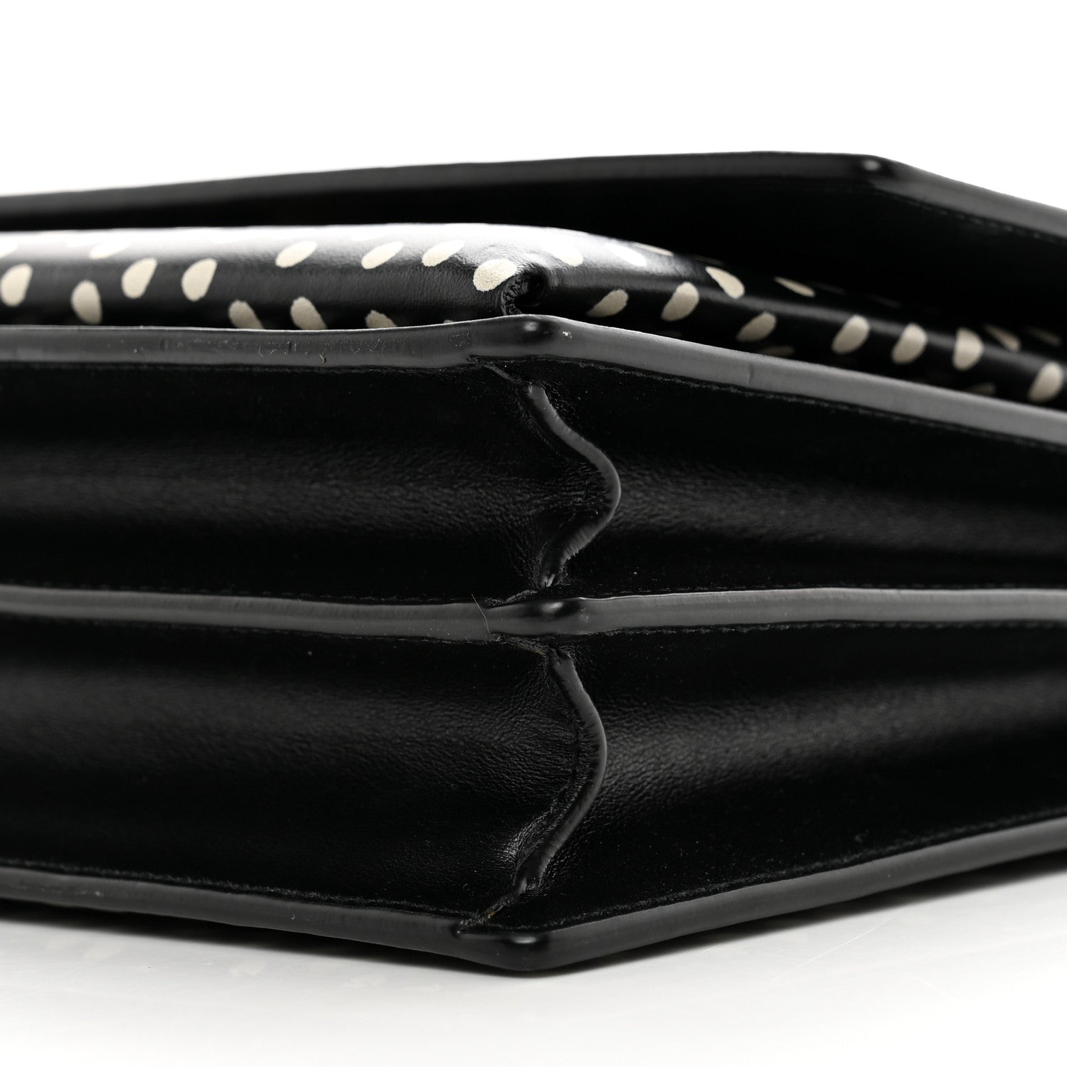 Saint Laurent Calfskin Polka Dot Medium Monogram Sunset Black White 9 of 10