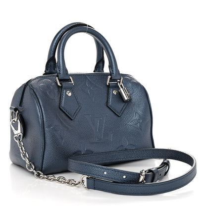 Louis Vuitton Metallic Empreinte Monogram Giant Speedy Bandouliere 20 Navy Nacre 3 of 9