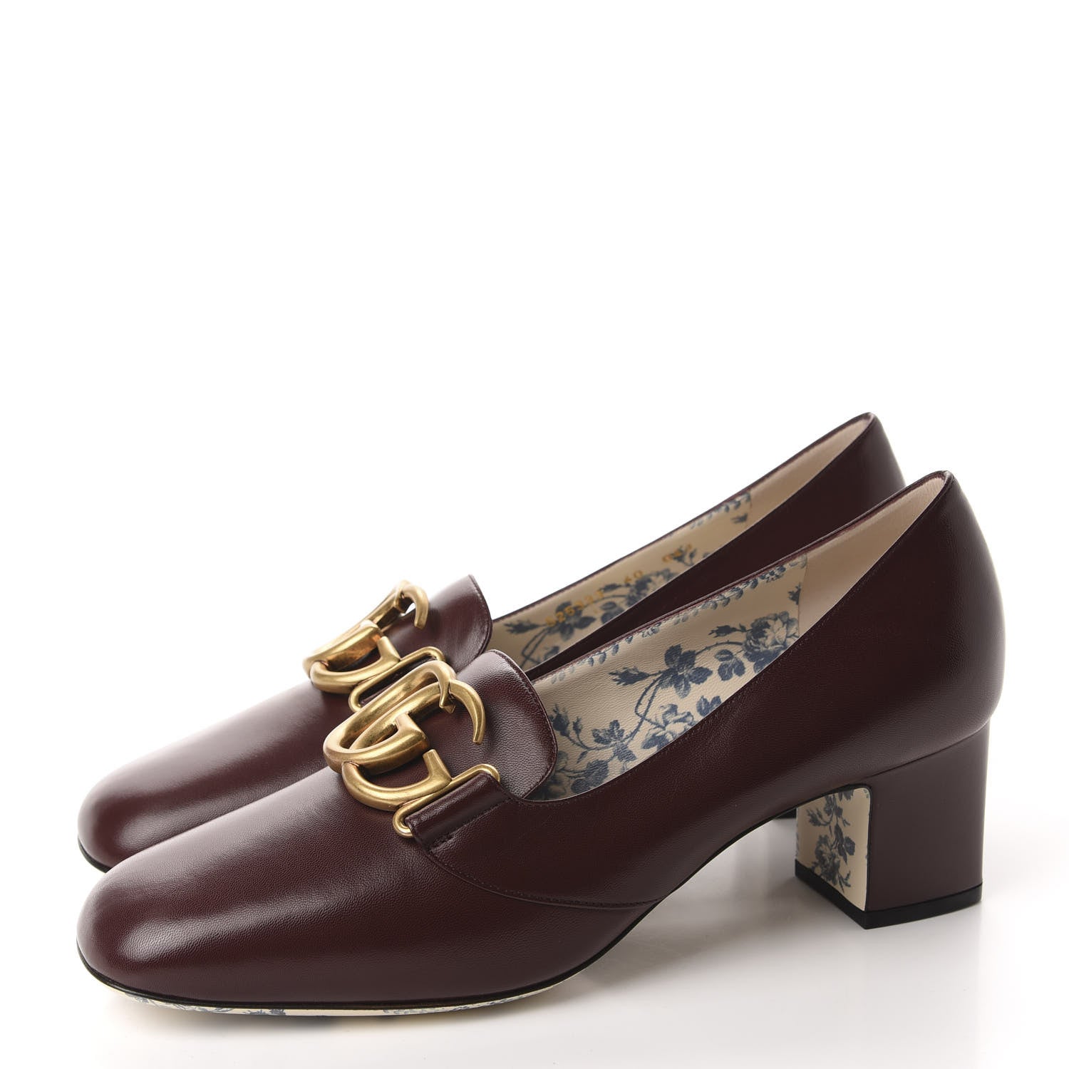 Gucci Malaga Kid GG Victoire 55mm Loafer Pumps 40 Vintage Bordeaux 3 of 10