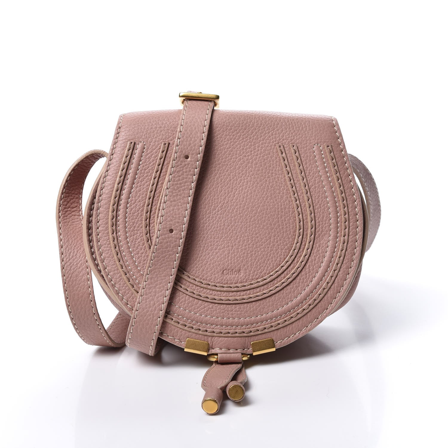 Chloe Grained Calfskin Small Marcie Saddle Bag Anemone Pink 1 of 8