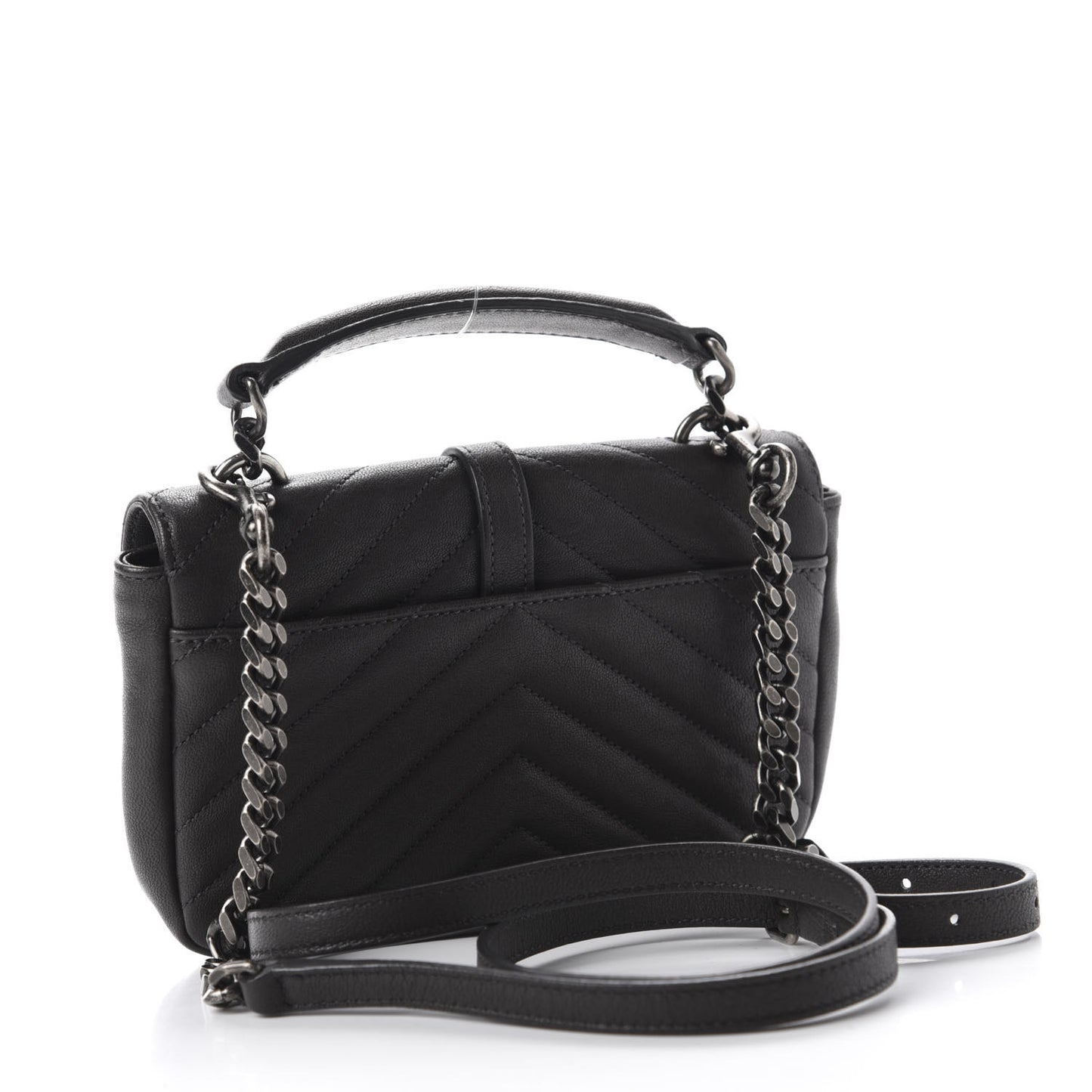Sheepskin Matelasse Chevron Monogram College Chain Wallet Coal