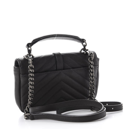 Saint Laurent Sheepskin Matelasse Chevron Monogram College Chain Wallet Coal 3 of 9