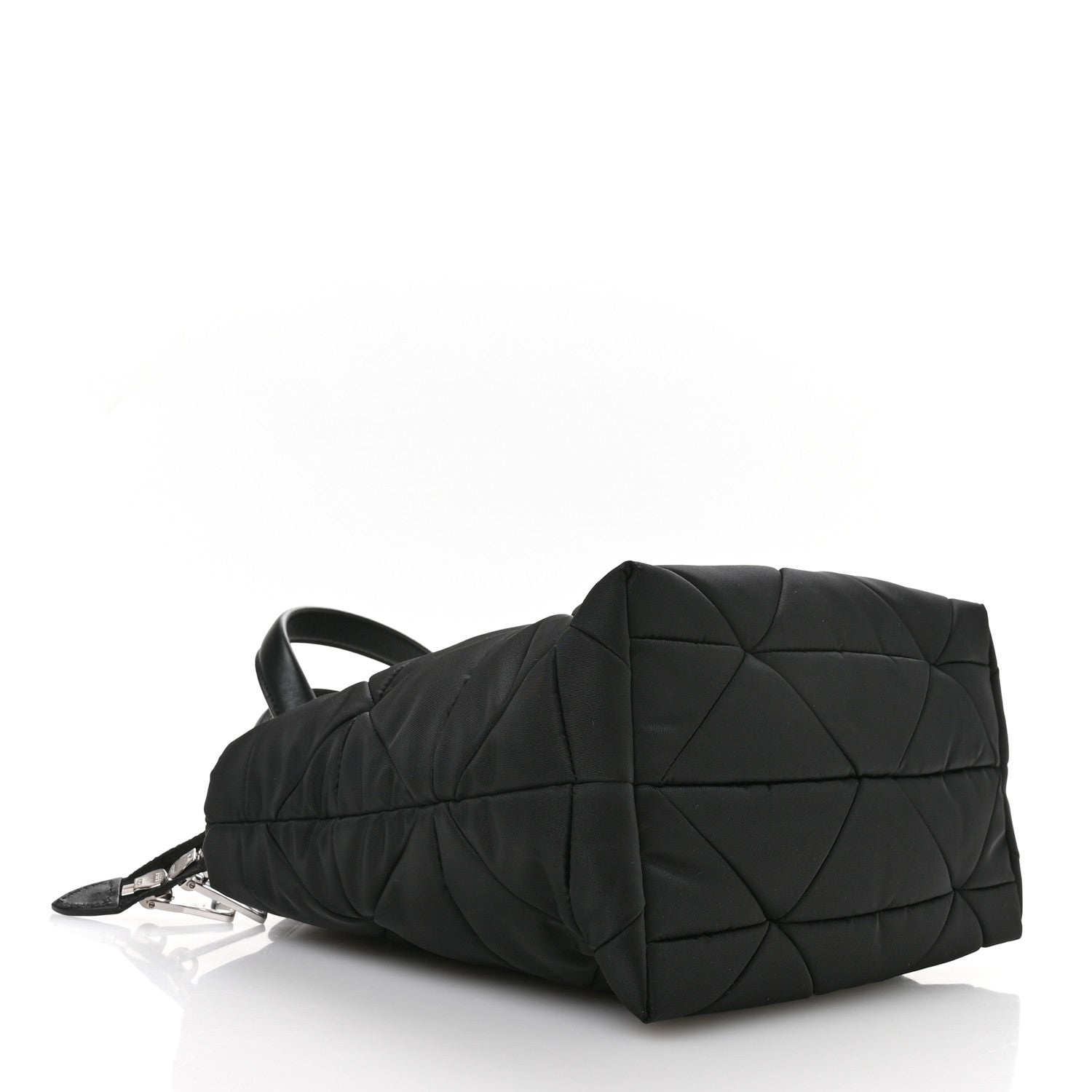 Prada Re-Nylon Nappa Triangle Quilted Padded Double Handled Zip Pocket Tote Black 4 of 12