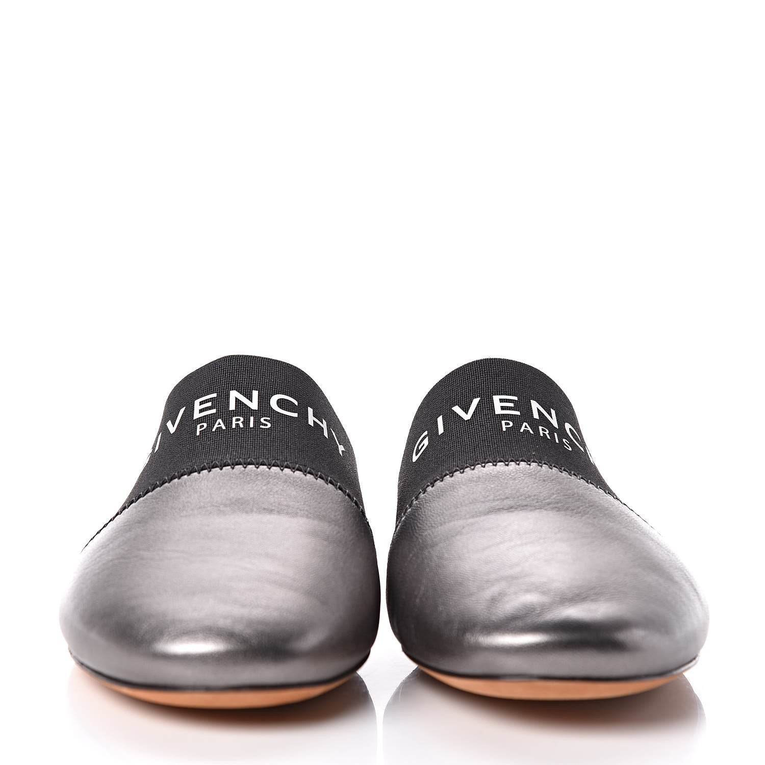 Givenchy Metallic Calfskin Bedford Logo Mule Slides 37 Black 2 of 11