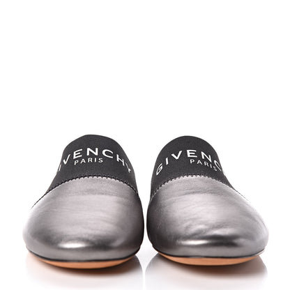 Givenchy Metallic Calfskin Bedford Logo Mule Slides 37 Black 2 of 11