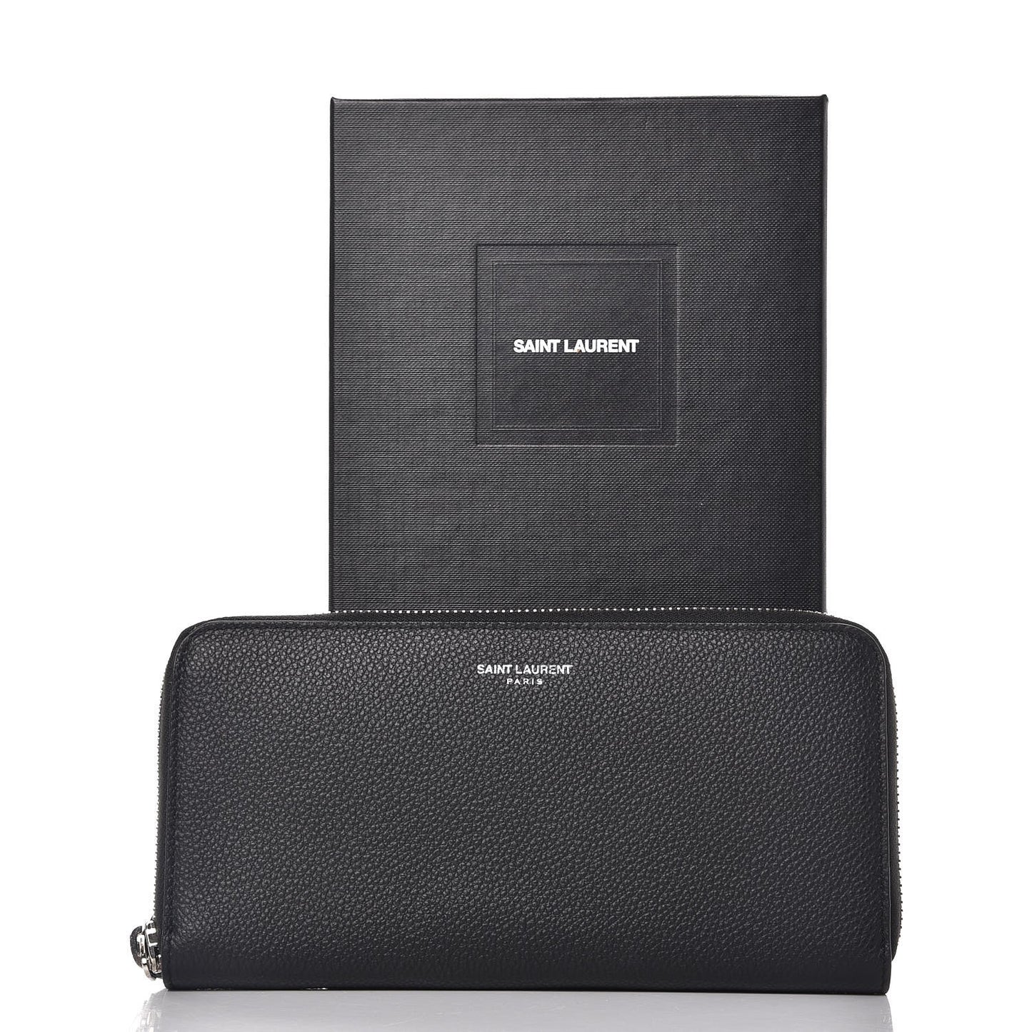Grained Calfskin Rive Gauche Zip Around Wallet Black