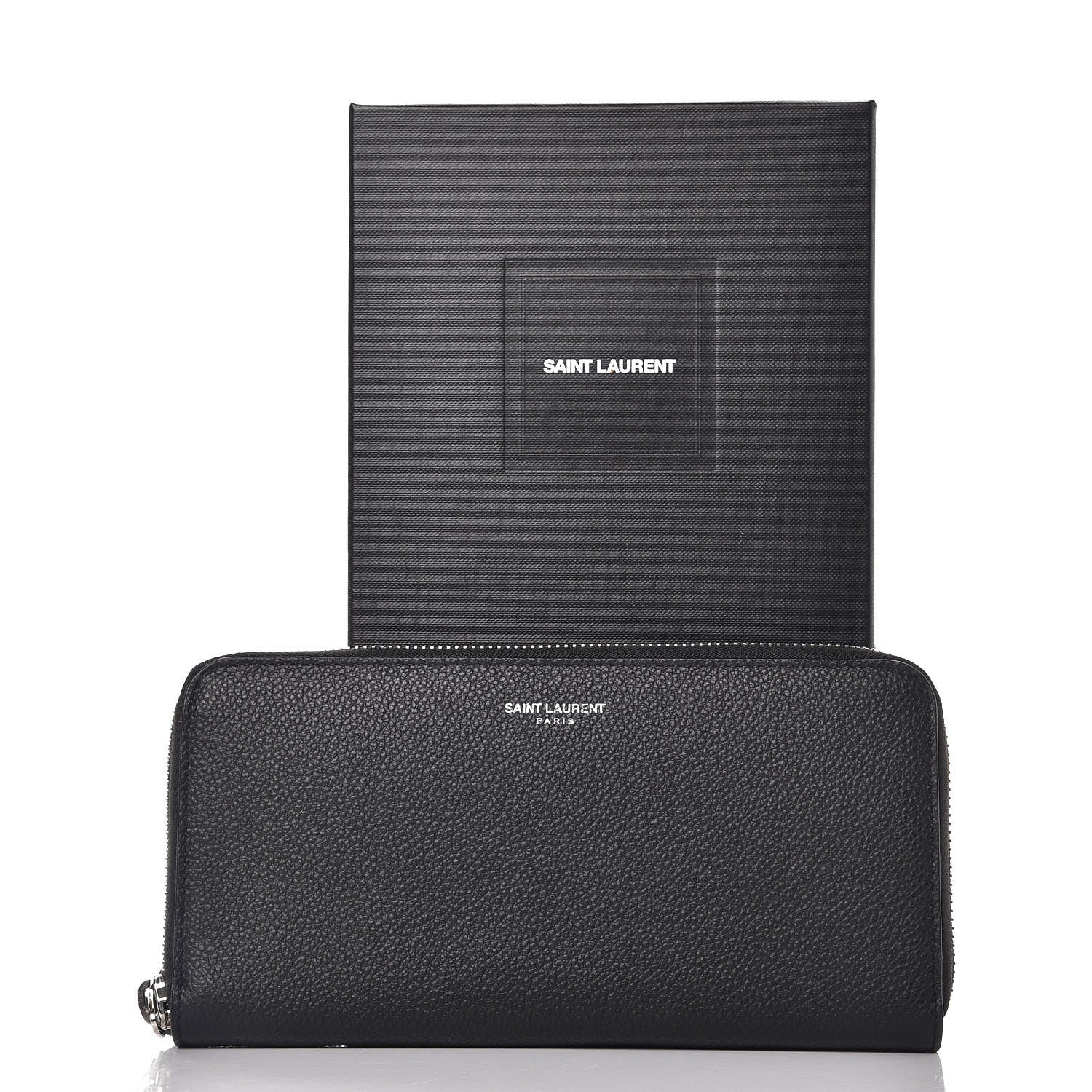 Saint Laurent Grained Calfskin Rive Gauche Zip Around Wallet Black 8 of 8