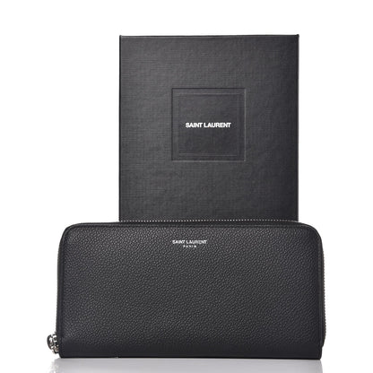 Saint Laurent Grained Calfskin Rive Gauche Zip Around Wallet Black 8 of 8