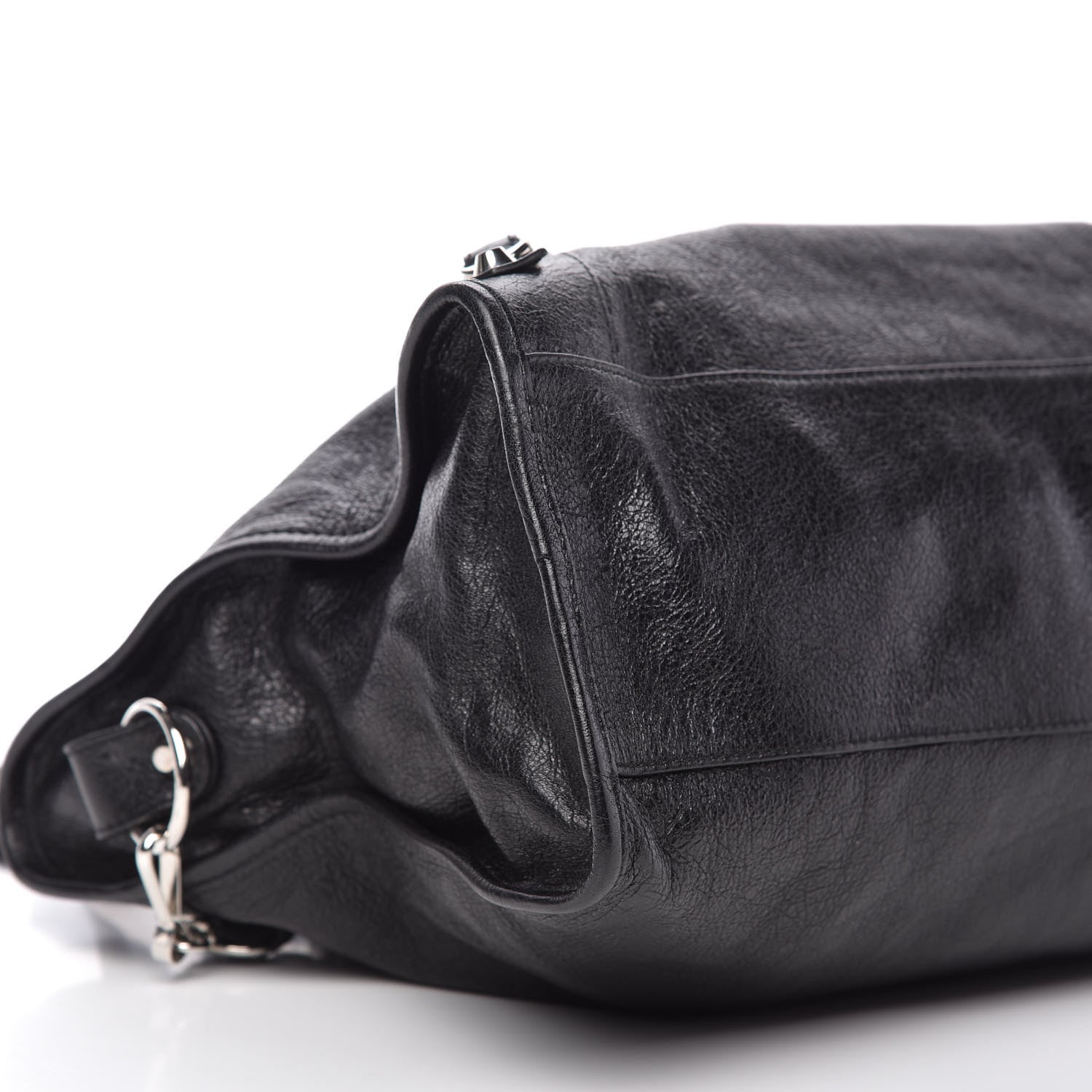Balenciaga Agneau Classic Silver Hardware City Logo Strap Black White 6 of 9