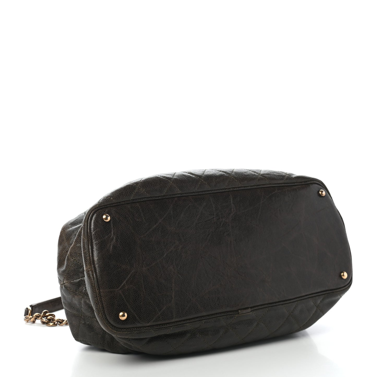 Glazed Caviar Quilted Large Frame Tote Brown